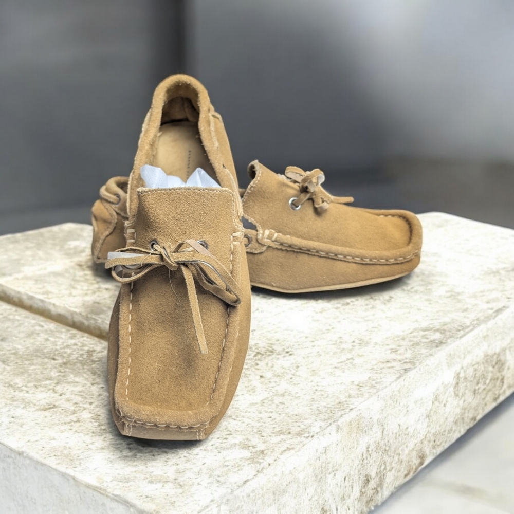 Banana Republic Suede Loafers Ladies 8 Made in Brazil Tan Light Brown